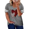 imageHappy Sailed Womens Plus Size Tunic Tops Summer Short Sleeve V Neck Striped Loose Casual Tee Shirt1X5XD Gray 1011