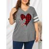 imageHappy Sailed Womens Plus Size Tunic Tops Summer Short Sleeve V Neck Striped Loose Casual Tee Shirt1X5XD Gray 1011