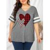 imageHappy Sailed Womens Plus Size Tunic Tops Summer Short Sleeve V Neck Striped Loose Casual Tee Shirt1X5XD Gray 1011