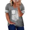 imageHappy Sailed Womens Plus Size Tunic Tops Summer Short Sleeve V Neck Striped Loose Casual Tee Shirt1X5XD Gray 2011
