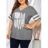 imageHappy Sailed Womens Plus Size Tunic Tops Summer Short Sleeve V Neck Striped Loose Casual Tee Shirt1X5XD Gray 2011