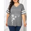 imageHappy Sailed Womens Plus Size Tunic Tops Summer Short Sleeve V Neck Striped Loose Casual Tee Shirt1X5XD Gray 5011