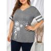 imageHappy Sailed Womens Plus Size Tunic Tops Summer Short Sleeve V Neck Striped Loose Casual Tee Shirt1X5XD Gray 5011