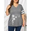 imageHappy Sailed Womens Plus Size Tunic Tops Summer Short Sleeve V Neck Striped Loose Casual Tee Shirt1X5XD Gray 5011