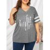 imageHappy Sailed Womens Plus Size Tunic Tops Summer Short Sleeve V Neck Striped Loose Casual Tee Shirt1X5XD Gray 7011