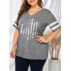 imageHappy Sailed Womens Plus Size Tunic Tops Summer Short Sleeve V Neck Striped Loose Casual Tee Shirt1X5XD Gray 7011