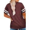 imageHappy Sailed Womens Plus Size Tunic Tops Summer Short Sleeve V Neck Striped Loose Casual Tee Shirt1X5XD Red