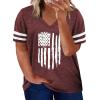 imageHappy Sailed Womens Plus Size Tunic Tops Summer Short Sleeve V Neck Striped Loose Casual Tee Shirt1X5XD Red