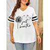 imageHappy Sailed Womens Plus Size Tunic Tops Summer Short Sleeve V Neck Striped Loose Casual Tee Shirt1X5XD White