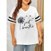imageHappy Sailed Womens Plus Size Tunic Tops Summer Short Sleeve V Neck Striped Loose Casual Tee Shirt1X5XD White