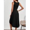 imageHappy Sailed Womens Summer Dresses Sleeveless Ruched Waist A Line High Low Midi Cocktail DressWaist TightPlease Size UpBlack