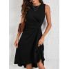 imageHappy Sailed Womens Summer Dresses Sleeveless Ruched Waist A Line High Low Midi Cocktail DressWaist TightPlease Size UpBlack