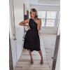 imageHappy Sailed Womens Summer Dresses Sleeveless Ruched Waist A Line High Low Midi Cocktail DressWaist TightPlease Size UpBlack