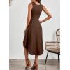 imageHappy Sailed Womens Summer Dresses Sleeveless Ruched Waist A Line High Low Midi Cocktail DressWaist TightPlease Size UpBrown