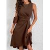 imageHappy Sailed Womens Summer Dresses Sleeveless Ruched Waist A Line High Low Midi Cocktail DressWaist TightPlease Size UpBrown