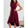 imageHappy Sailed Womens Summer Dresses Sleeveless Ruched Waist A Line High Low Midi Cocktail DressWaist TightPlease Size UpBurgundy