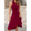 imageHappy Sailed Womens Summer Dresses Sleeveless Ruched Waist A Line High Low Midi Cocktail DressWaist TightPlease Size UpBurgundy