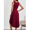 imageHappy Sailed Womens Summer Dresses Sleeveless Ruched Waist A Line High Low Midi Cocktail DressWaist TightPlease Size UpBurgundy