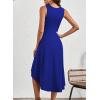 imageHappy Sailed Womens Summer Dresses Sleeveless Ruched Waist A Line High Low Midi Cocktail DressWaist TightPlease Size UpDark Blue