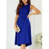 imageHappy Sailed Womens Summer Dresses Sleeveless Ruched Waist A Line High Low Midi Cocktail DressWaist TightPlease Size UpDark Blue