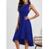 imageHappy Sailed Womens Summer Dresses Sleeveless Ruched Waist A Line High Low Midi Cocktail DressWaist TightPlease Size UpDark Blue