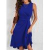 imageHappy Sailed Womens Summer Dresses Sleeveless Ruched Waist A Line High Low Midi Cocktail DressWaist TightPlease Size UpDark Blue