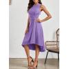 imageHappy Sailed Womens Summer Dresses Sleeveless Ruched Waist A Line High Low Midi Cocktail DressWaist TightPlease Size UpLight Purple