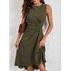 imageHappy Sailed Womens Summer Dresses Sleeveless Ruched Waist A Line High Low Midi Cocktail DressWaist TightPlease Size UpMoss Green