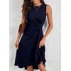 imageHappy Sailed Womens Summer Dresses Sleeveless Ruched Waist A Line High Low Midi Cocktail DressWaist TightPlease Size UpNavy Blue