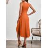 imageHappy Sailed Womens Summer Dresses Sleeveless Ruched Waist A Line High Low Midi Cocktail DressWaist TightPlease Size UpOrange