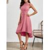 imageHappy Sailed Womens Summer Dresses Sleeveless Ruched Waist A Line High Low Midi Cocktail DressWaist TightPlease Size UpPink