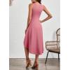 imageHappy Sailed Womens Summer Dresses Sleeveless Ruched Waist A Line High Low Midi Cocktail DressWaist TightPlease Size UpPink