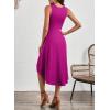 imageHappy Sailed Womens Summer Dresses Sleeveless Ruched Waist A Line High Low Midi Cocktail DressWaist TightPlease Size UpPurple Rose