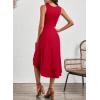 imageHappy Sailed Womens Summer Dresses Sleeveless Ruched Waist A Line High Low Midi Cocktail DressWaist TightPlease Size UpRed