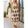 imageHappy Sailed Womens Summer Jumpsuits Printed Square Neck High Waisted Pockets Wide Leg Rompers Beach Fashion Vacation OutfitsApricot