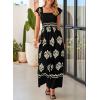 imageHappy Sailed Womens Summer Jumpsuits Printed Square Neck High Waisted Pockets Wide Leg Rompers Beach Fashion Vacation OutfitsBlack