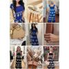 imageHappy Sailed Womens Summer Jumpsuits Printed Square Neck High Waisted Pockets Wide Leg Rompers Beach Fashion Vacation OutfitsBlue