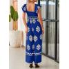 imageHappy Sailed Womens Summer Jumpsuits Printed Square Neck High Waisted Pockets Wide Leg Rompers Beach Fashion Vacation OutfitsBlue