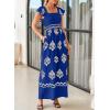 imageHappy Sailed Womens Summer Jumpsuits Printed Square Neck High Waisted Pockets Wide Leg Rompers Beach Fashion Vacation OutfitsBlue