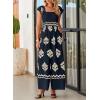 imageHappy Sailed Womens Summer Jumpsuits Printed Square Neck High Waisted Pockets Wide Leg Rompers Beach Fashion Vacation OutfitsDark Blue