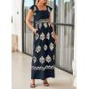 imageHappy Sailed Womens Summer Jumpsuits Printed Square Neck High Waisted Pockets Wide Leg Rompers Beach Fashion Vacation OutfitsDark Blue