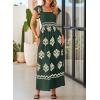 imageHappy Sailed Womens Summer Jumpsuits Printed Square Neck High Waisted Pockets Wide Leg Rompers Beach Fashion Vacation OutfitsDark Green
