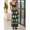 imageHappy Sailed Womens Summer Jumpsuits Printed Square Neck High Waisted Pockets Wide Leg Rompers Beach Fashion Vacation OutfitsDark Green
