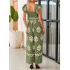 imageHappy Sailed Womens Summer Jumpsuits Printed Square Neck High Waisted Pockets Wide Leg Rompers Beach Fashion Vacation OutfitsGreen