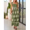 imageHappy Sailed Womens Summer Jumpsuits Printed Square Neck High Waisted Pockets Wide Leg Rompers Beach Fashion Vacation OutfitsGreen