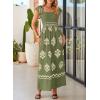 imageHappy Sailed Womens Summer Jumpsuits Printed Square Neck High Waisted Pockets Wide Leg Rompers Beach Fashion Vacation OutfitsGreen