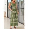 imageHappy Sailed Womens Summer Jumpsuits Printed Square Neck High Waisted Pockets Wide Leg Rompers Beach Fashion Vacation OutfitsGreen