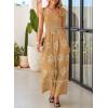 imageHappy Sailed Womens Summer Jumpsuits Printed Square Neck High Waisted Pockets Wide Leg Rompers Beach Fashion Vacation OutfitsKhaki