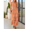 imageHappy Sailed Womens Summer Jumpsuits Printed Square Neck High Waisted Pockets Wide Leg Rompers Beach Fashion Vacation OutfitsOrange