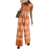 imageHappy Sailed Womens Summer Jumpsuits Printed Square Neck High Waisted Pockets Wide Leg Rompers Beach Fashion Vacation OutfitsOrange